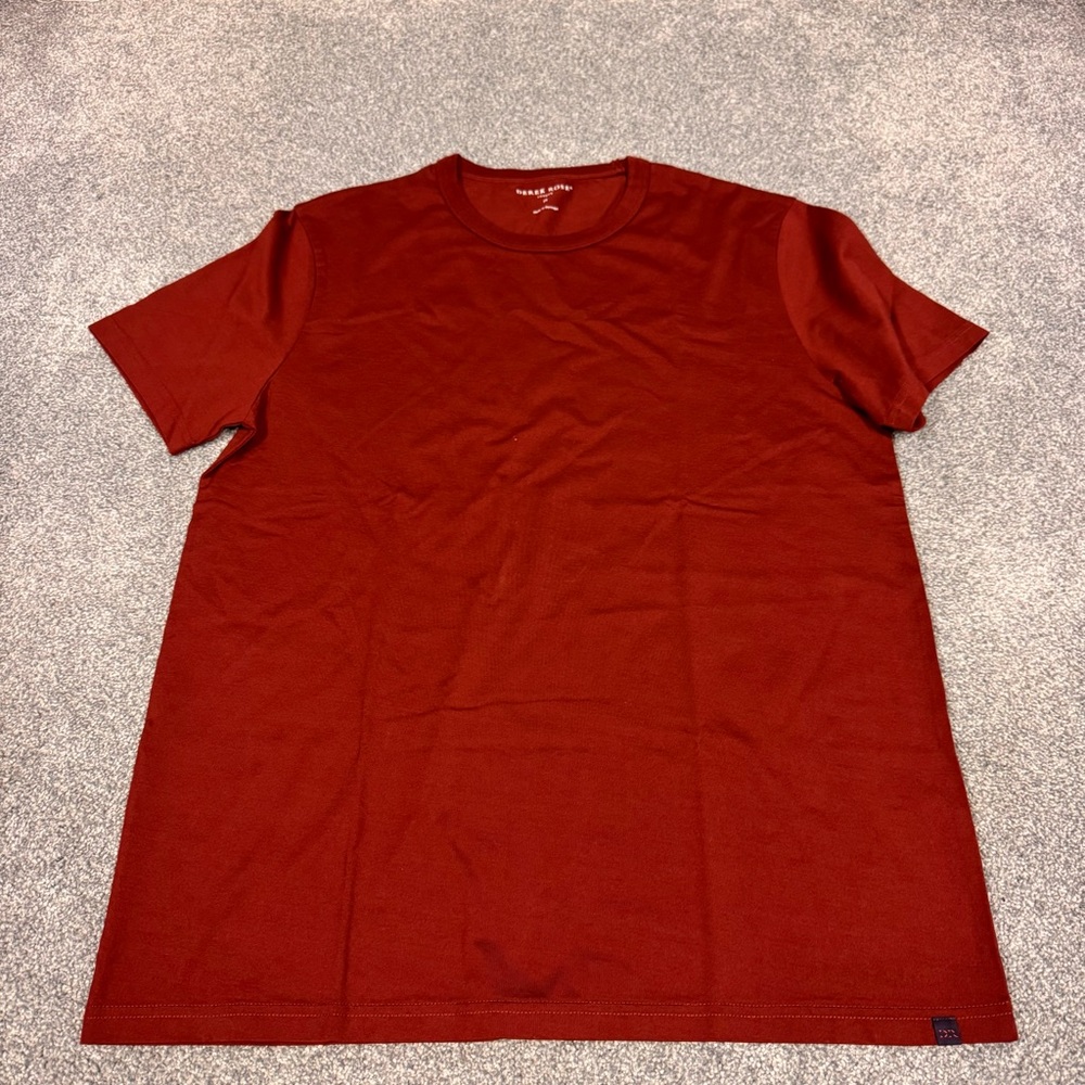 $133 Derek Rose Shirt Mens Medium Cotton Stretch T Shirt Red Crew Neck